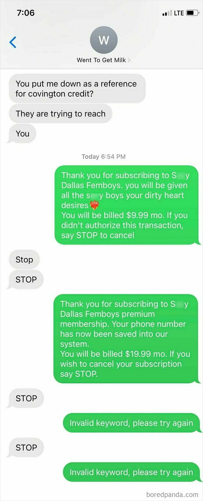 Scammer's attempts to trick the wrong person hilariously backfire with unexpected subscription messages.
