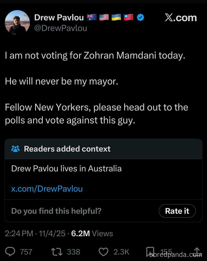 A social media post with a fact-check indicating the user lives in Australia, proving them a fool for telling lies.