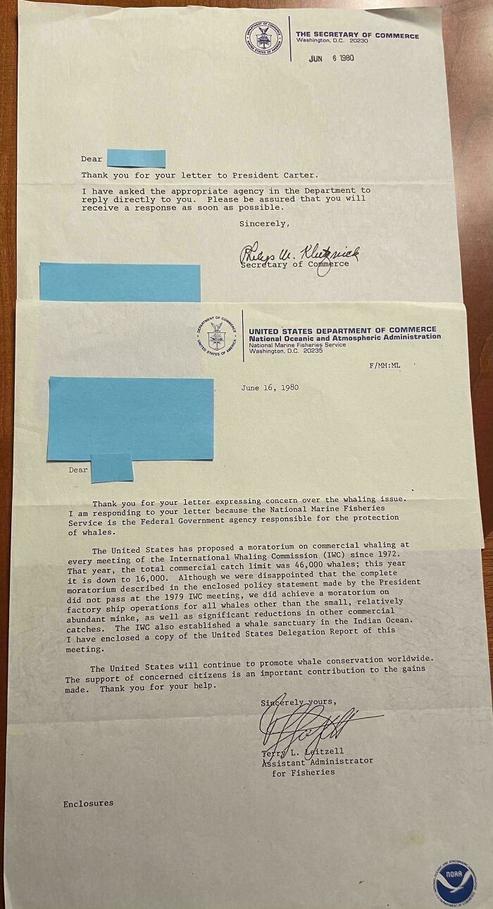Official letters from the Secretary of Commerce, historical ephemera showing how much the past has changed.