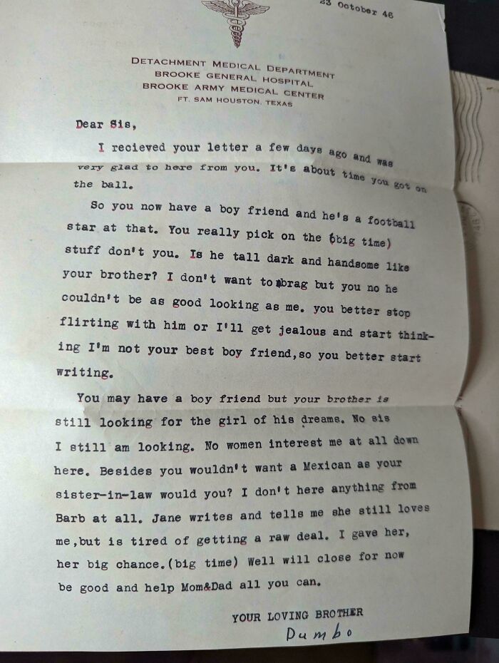 A letter from Brooke Army Medical Center, a fascinating piece of ephemera showing how the past has changed.