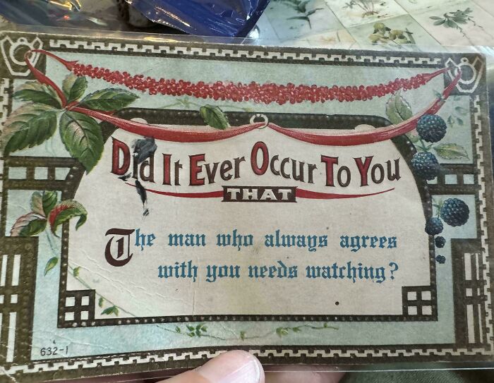 An old postcard with a quote, an interesting piece of ephemera reflecting how much the past has changed.