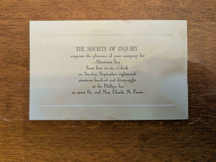 A vintage invitation for afternoon tea, an example of fascinating ephemera showing how the past has changed.