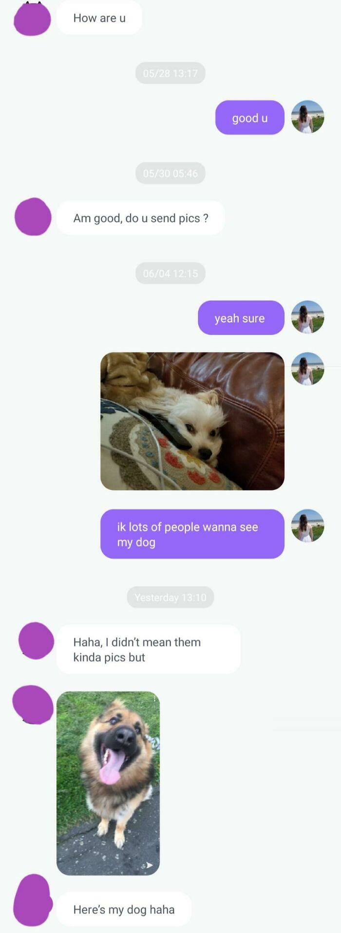 A woman silences a creepy man asking for pics by sending dog photos, celebrating ruthless women.