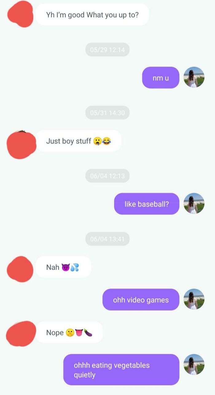 A Ruthless Woman silences a Dumb Man by playing coy about what "boy stuff" is in a text message.