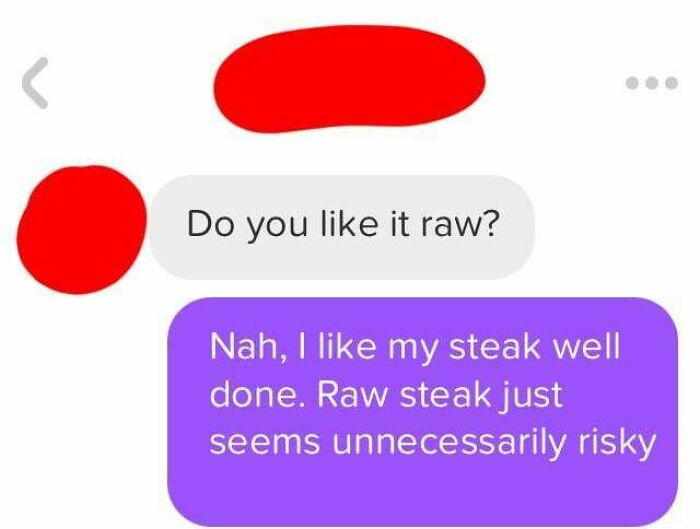 A screenshot shows how ruthless women silence dumb and creepy men with a witty response about steak.