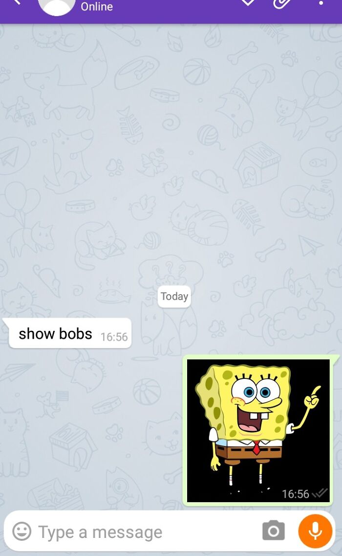 A screenshot shows a SpongeBob image used by ruthless women to silence dumb and creepy men in a text message.