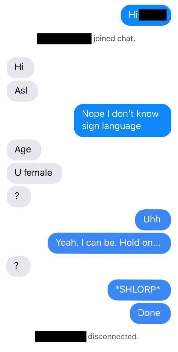 A text conversation where a ruthless woman silences a creepy man by pretending to change gender when asked 'U female?'.