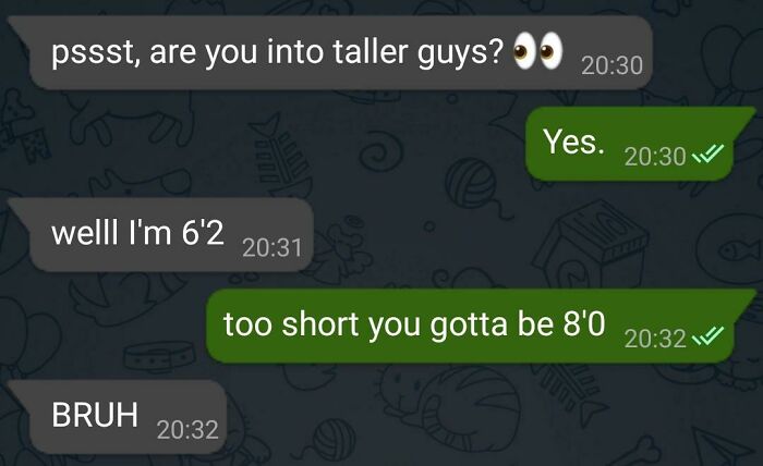 A screenshot of a text message where a ruthless woman silences a dumb man about his height, celebrating the internet's reaction.
