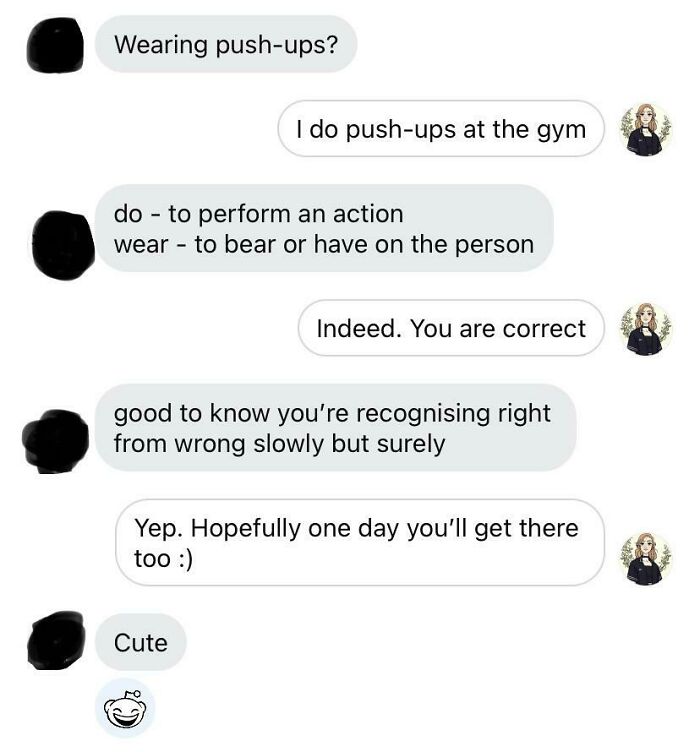 A screenshot showing dumb men being silenced by ruthless women after a comment about wearing push-ups.