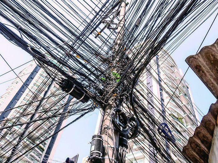 Power, Telephone, And Internet Line Poles In Tatuapé, São Paulo, Brazil