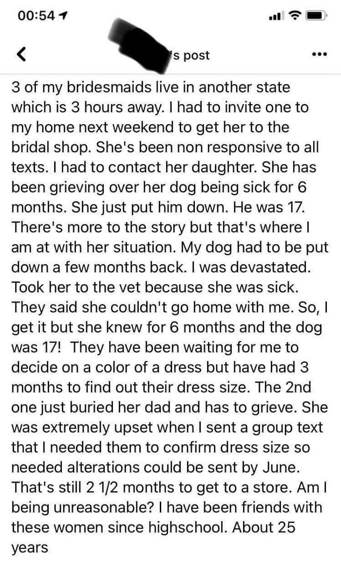 A bride complains about her bridesmaids' lack of commitment, affecting her wedding day preparations.