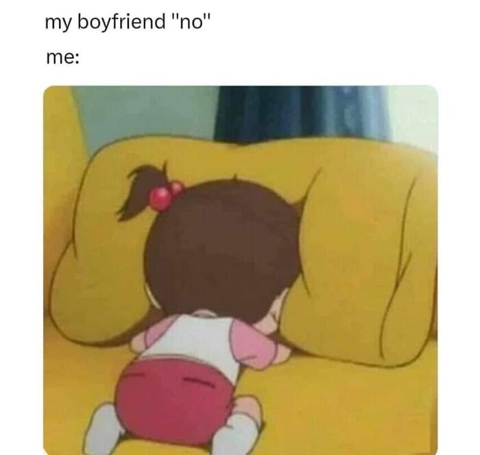 Hilarious memes featuring a cartoon child hiding her face in a pillow, depicting a relatable mood.