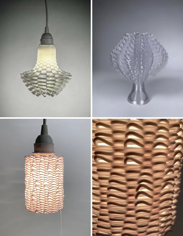 Two distinct light shades with intricate patterns, showcasing the brilliant things made with 3D printers.