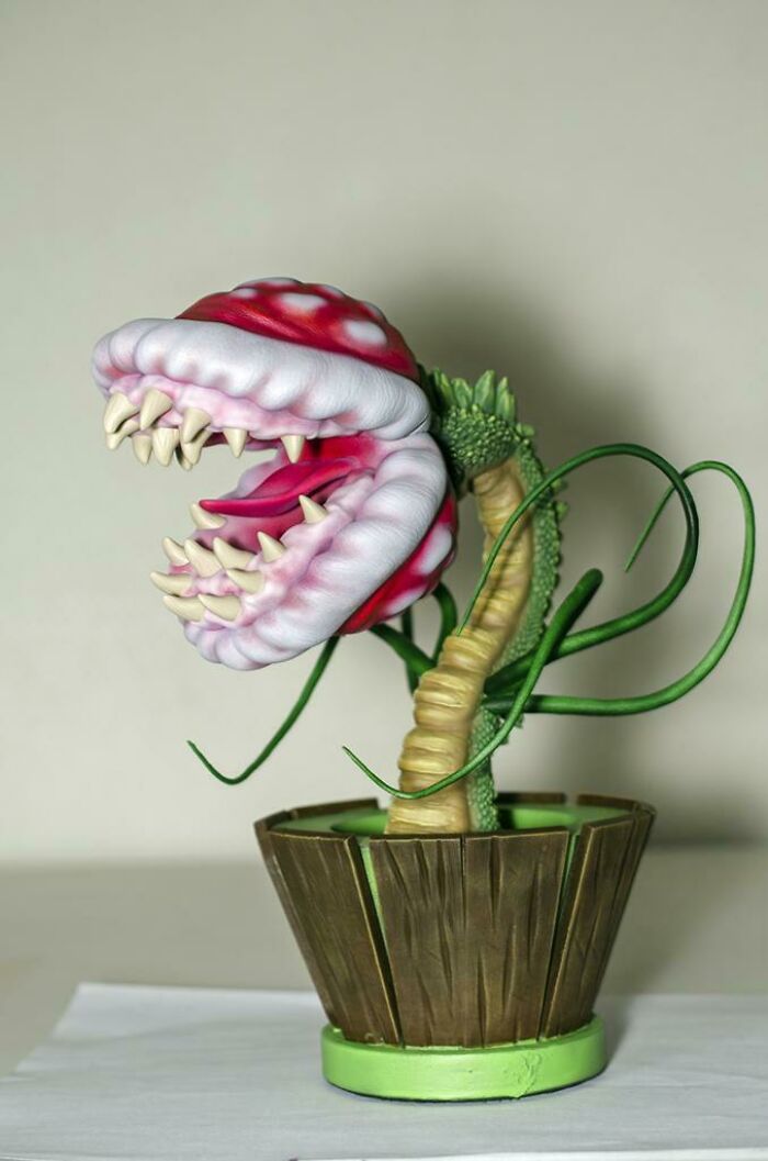 A vibrant, 3D printed Piranha Plant replica from Mario, showcasing brilliant things made with 3D printers.
