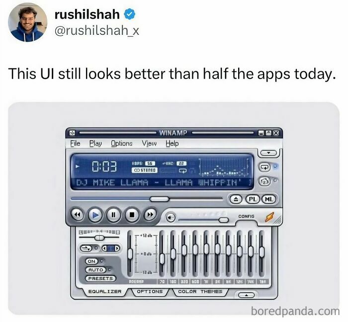 Winamp UI from the 90s, a symbol of nostalgia for those who experienced the magic of the 90s and 00s.