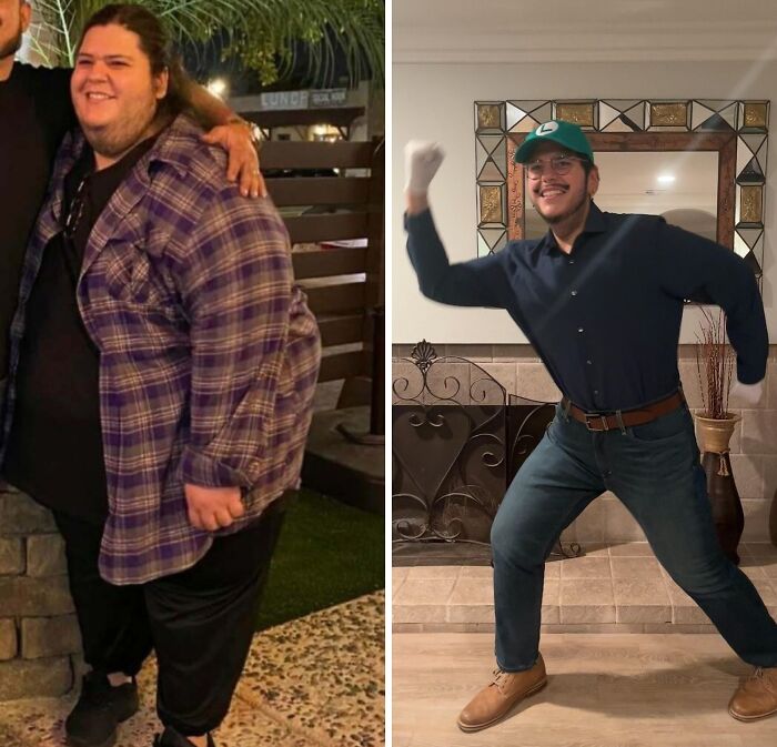 A before and after photo showcasing the wonderful transformation of a person for wild pictures.