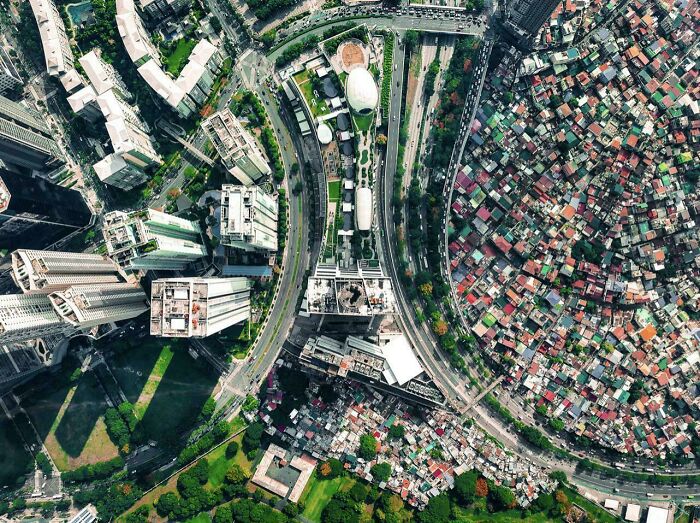 Upper Class, Middle Class, And Lower Class In One Picture (Manila, Philippines)