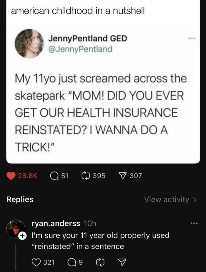 A tweet where a person calls out another for lying about an 11-year-old using sophisticated vocabulary.