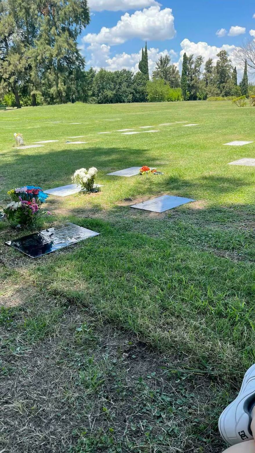 A peaceful cemetery with gravestones and flowers. Weird side hustles can sometimes involve unusual places to make extra dough.