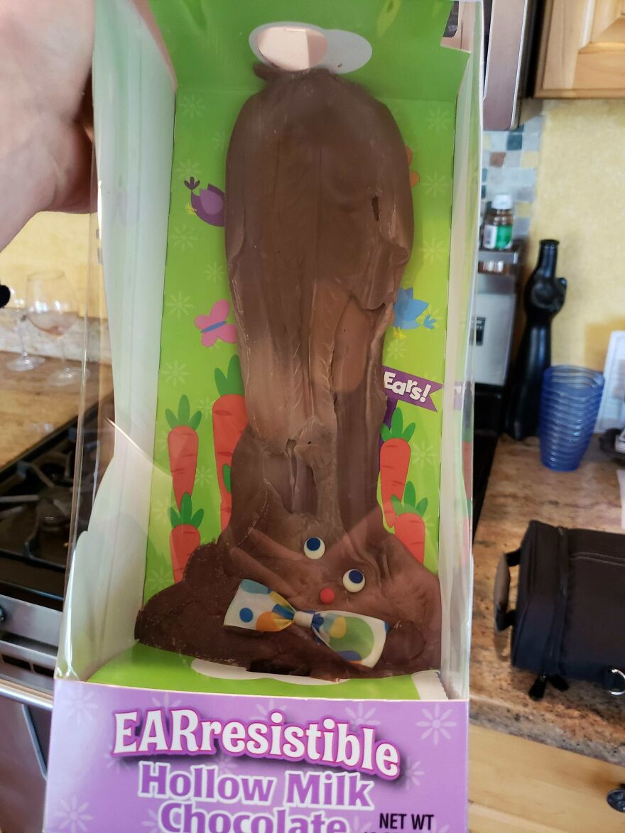 A funny unfortunate fail: a chocolate bunny that looks like p**p.
