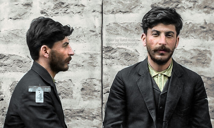 A historical photo of Joseph Stalin's mugshot from 1911, showcasing an interesting moment in history.