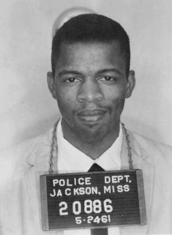 A mugshot of John Lewis from 1961, a heartbreaking photo from history.