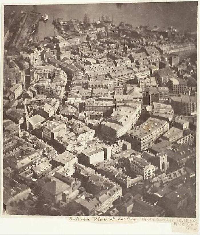 1860 Balloon View of Boston. Beautiful photos from history showing early cityscapes.