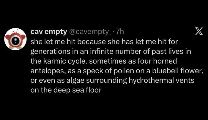 A funny meme from cav empty about past lives and karmic cycles, ideal for procrastinating.