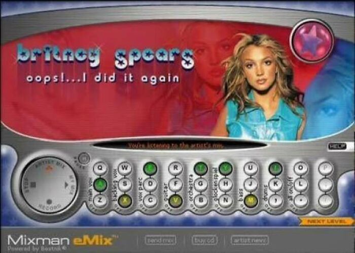 The Mixman eMix software featuring Britney Spears, a relic from the old internet music scene.