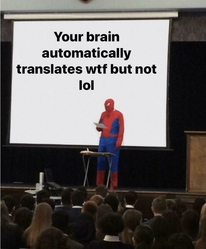 A Spider-Man figure giving a presentation to students, showcasing fascinating finds and internet trends.