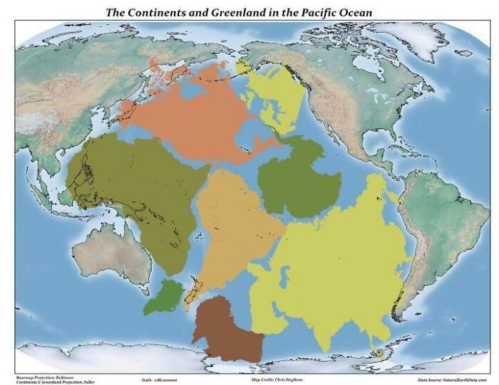 A map showing the continents and Greenland in the Pacific Ocean, one of the fascinating finds.