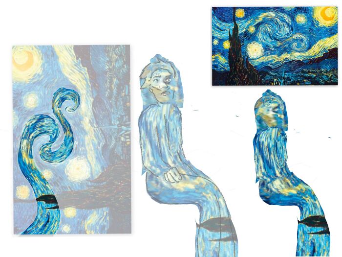 Fascinating finds: The Starry Night painting transformed into abstract, flowing figures.