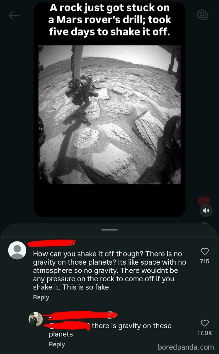 A hilarious moment of someone being wrong about gravity on Mars, with full confidence.