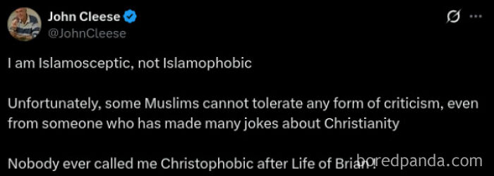 John Cleese tweet sharing cringe and hilarious moments of people being wrong with full confidence.