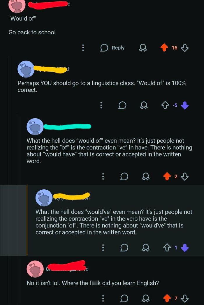 A cringe moment of someone being wrong about grammar with full confidence.