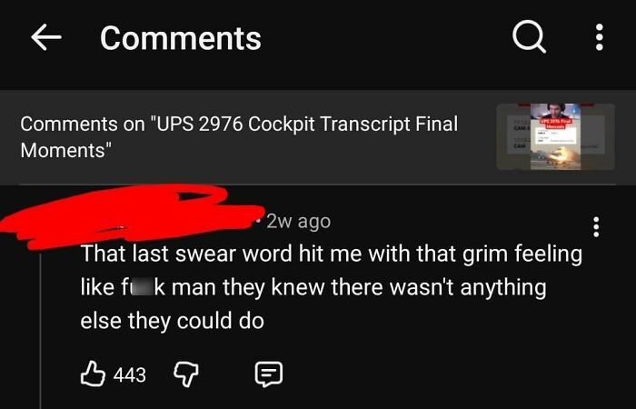 A hilarious moment of people being wrong, with a comment on a video about an airplane cockpit transcript.