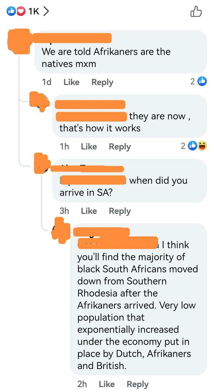 A screenshot of a Facebook comment section showing people being wrong about African history and demographics.