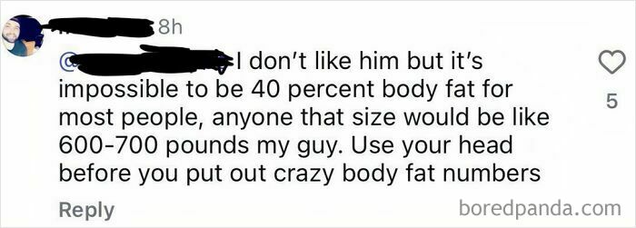 A cringe moment with someone confidently wrong about body fat percentages.