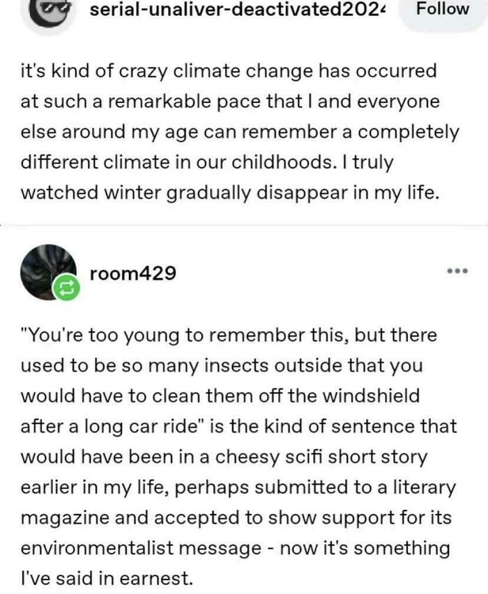 A Tumblr post discussing climate change and disappearing winters, highlighting the best things shared on Tumblr.