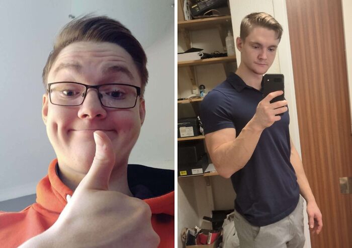 An incredible transformation of an ugly duckling man, showing a significant change in appearance.