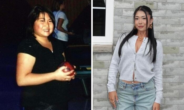 Ugly Ducklings transformation of a woman, demonstrating a stunning glow up and personal style evolution.
