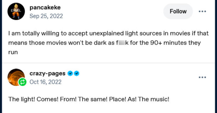 A Tumblr post discussing movie lighting preferences to avoid dark scenes. Best Things Shared On Tumblr.