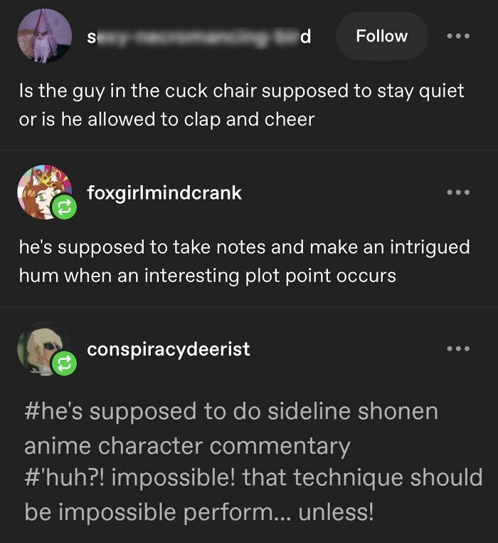 A Tumblr conversation about a person's role in a specific scenario, with humorous commentary. Best Things Shared On Tumblr.