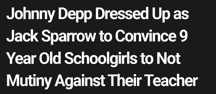 Wholesome images showing Johnny Depp dressed as Jack Sparrow to convince schoolgirls.