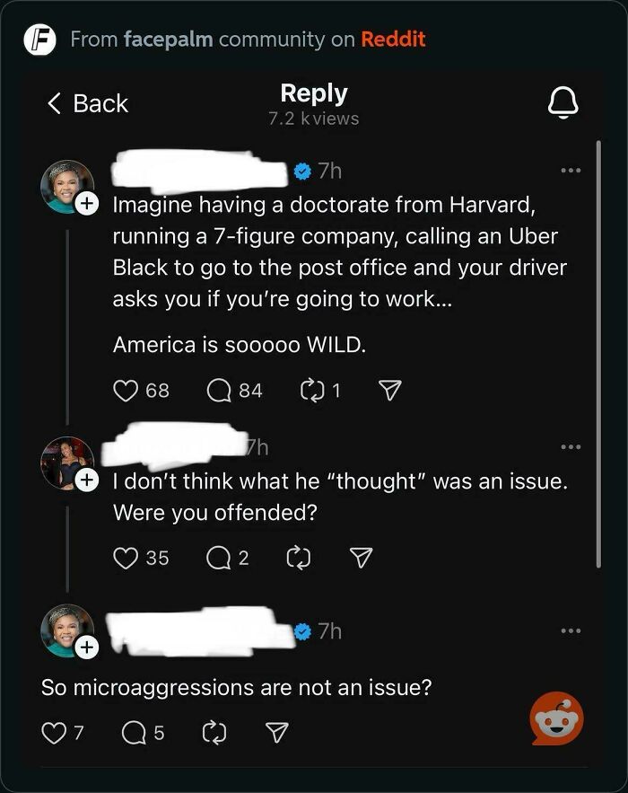 A Reddit thread discussing entitled folks and microaggressions from an Uber Black driver.
