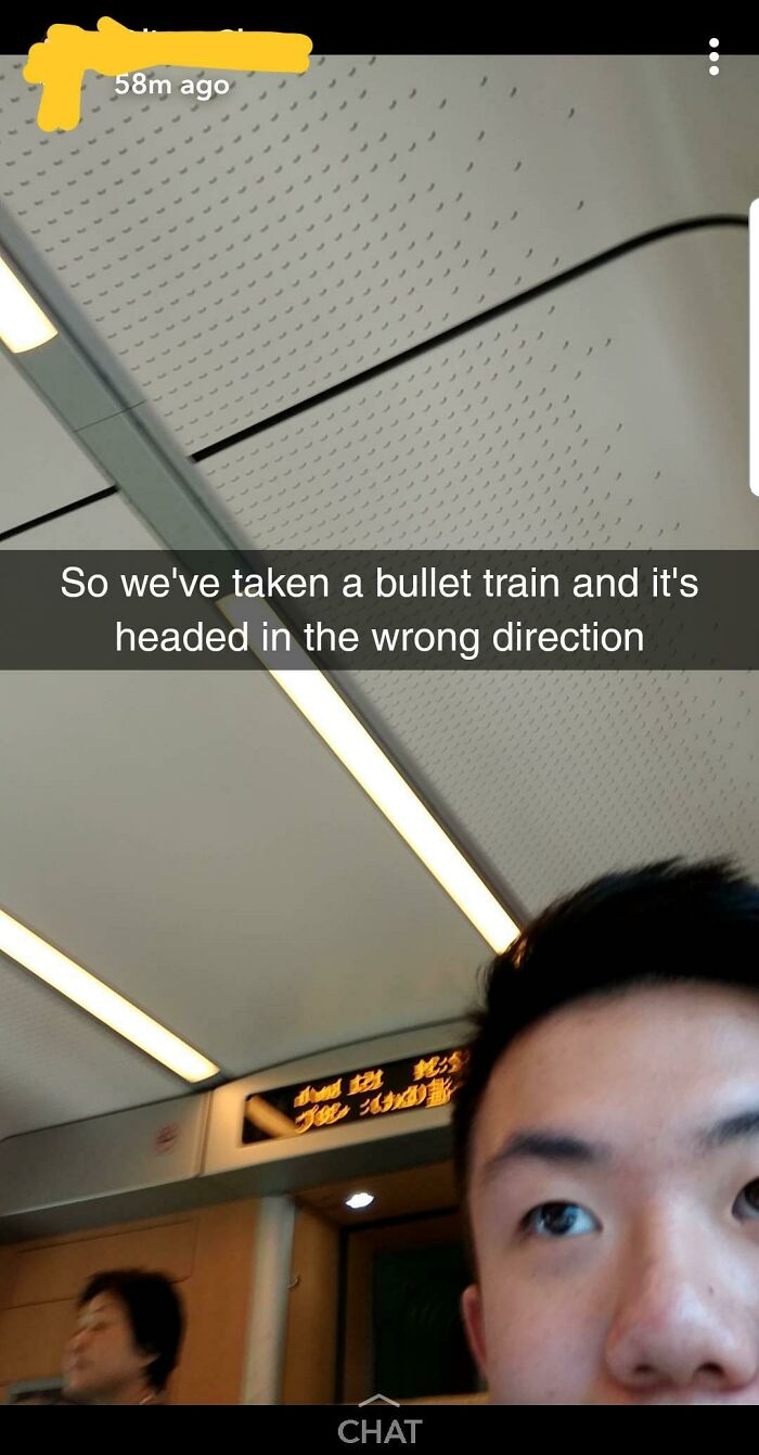 A bullet train heading in the wrong direction, causing a major travel disruption.