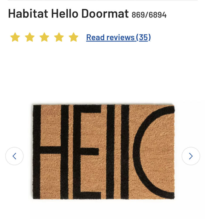 A doormat with a design fail where the word HELLO is cut off, illustrating an impressive design fail.