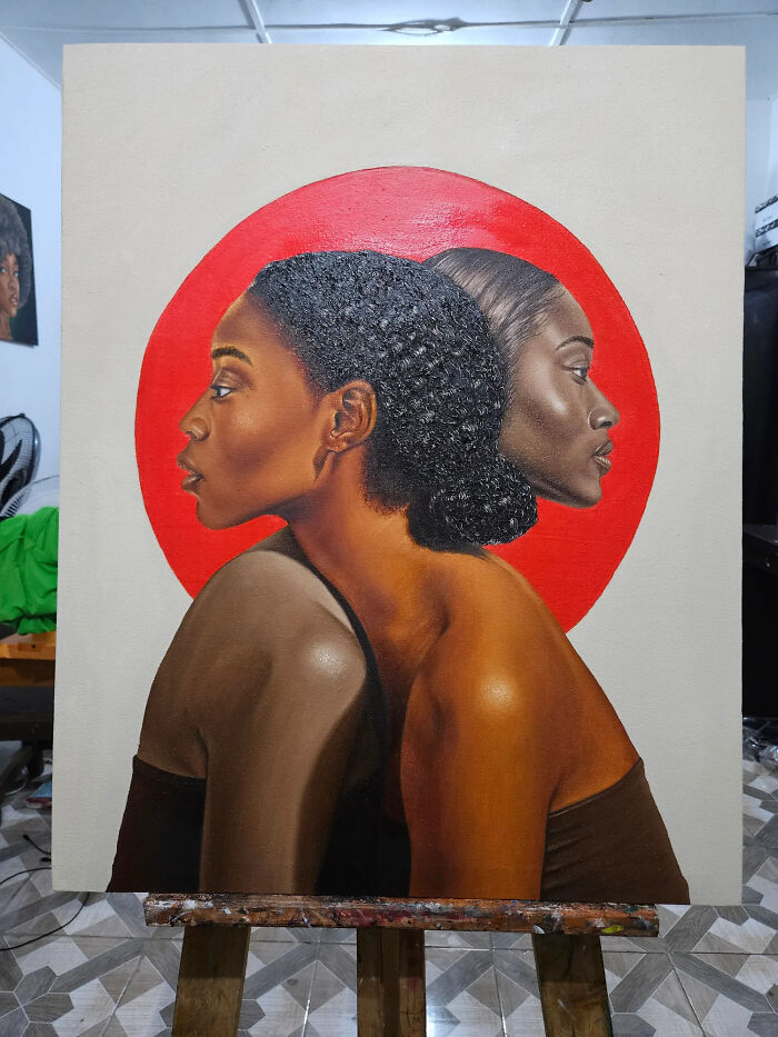 An artistic painting of two women, reflecting incredible accomplishments and motivation through art.