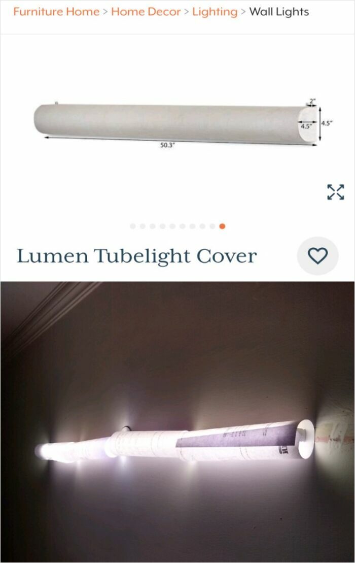 A hilariously bad DIY attempt at a tubelight cover made from rolled-up papers, poorly illuminating a wall.