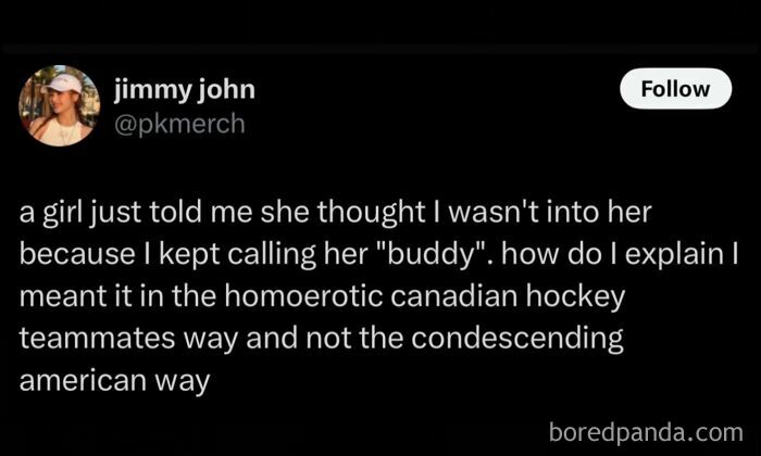 A hilarious meme from Jimmy John about calling someone buddy in a canadian hockey way, for procrastinating.